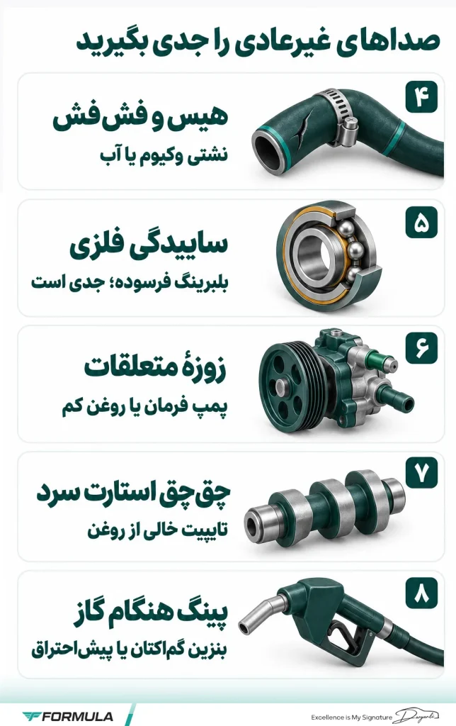 رایج‌ترین انواع صدای موتور خودرو
