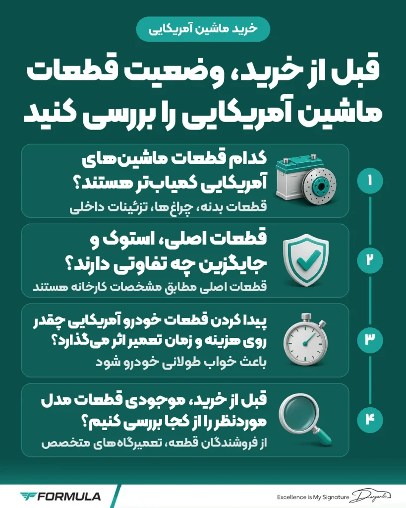 قبل از خرید ماشین آمریکایی، وضعیت قطعات  را بررسی کنید