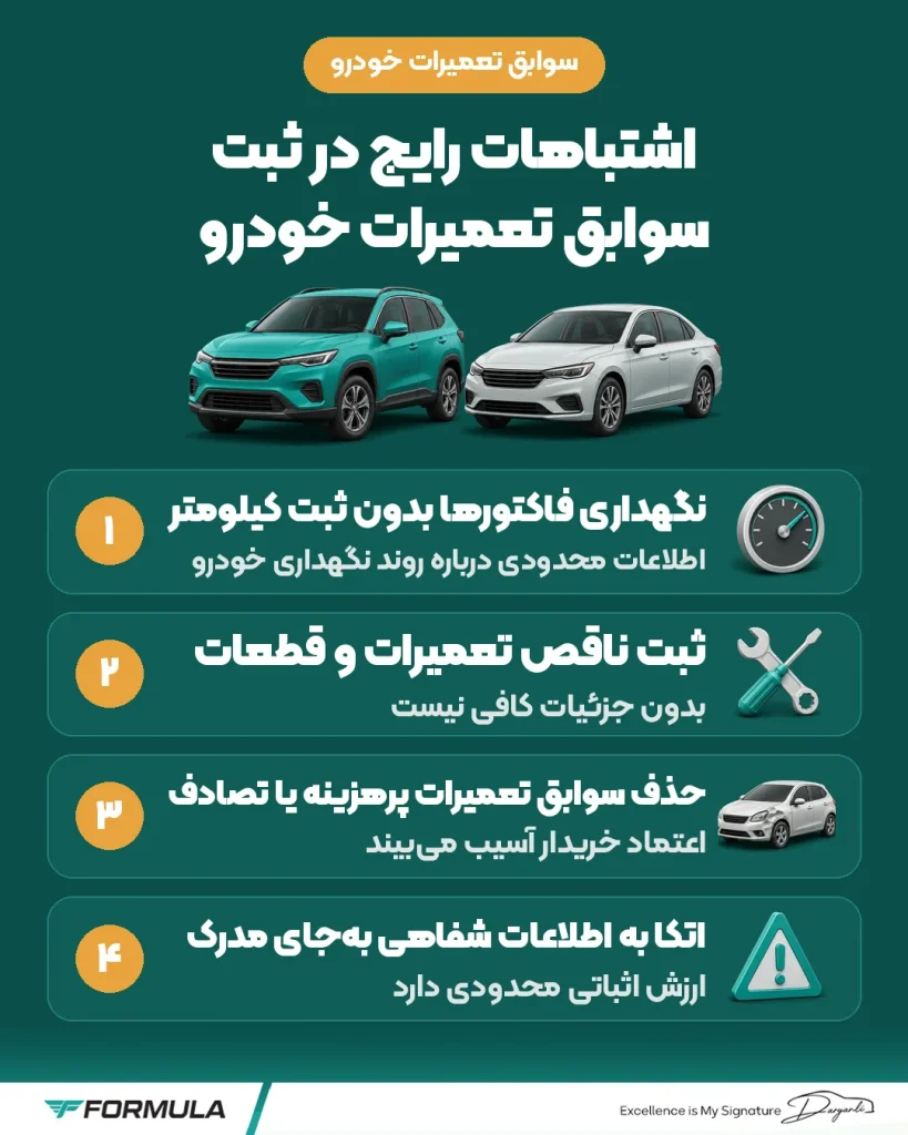 اشتباهات رایج در ثبت سوابق تعمیرات خودرو