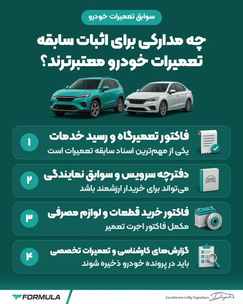 چه مدارکی برای اثبات سابقه تعمیرات خودرو معتبرترند؟